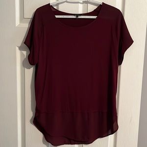 RW&CO burgundy mixed media blouse. Size M
